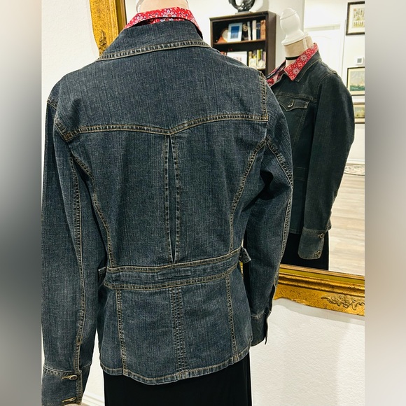 Vintage Y2K distressed denim cowgirl western jean jacket Woman’s size Large - Picture 6 of 12